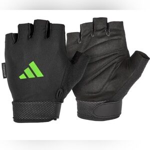 adidas Aeroready Essential Adjustable Training Gloves Fingerless Black Neon Logo